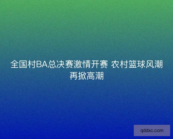 全国村BA总决赛激情开赛 农村篮球风潮再掀高潮