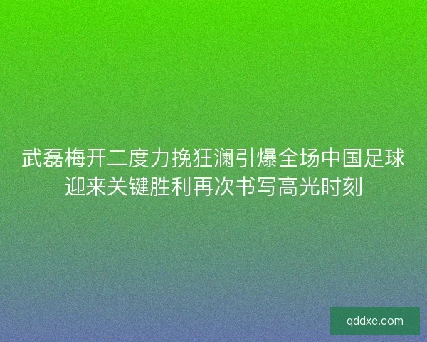 武磊梅开二度力挽狂澜引爆全场中国足球迎来关键胜利再次书写高光时刻